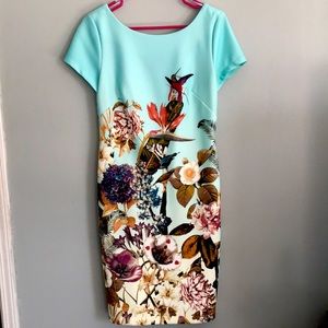 FLORAL/BIRD PRINT SCUBA SHEATH DRESS 🌻🌸
